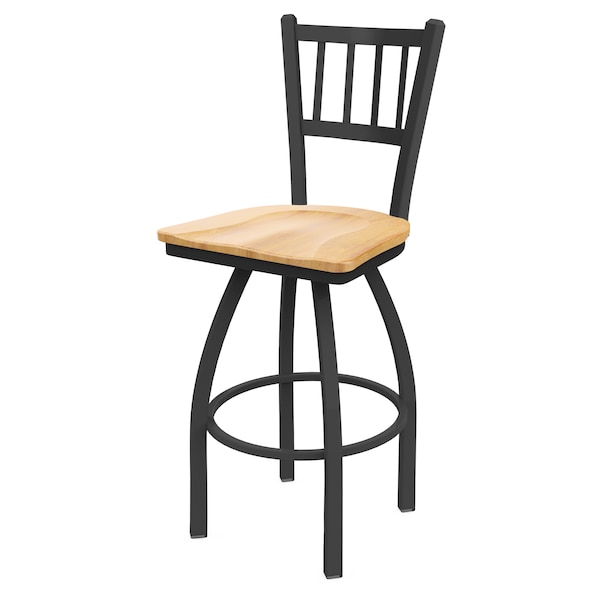 25" Swivel Counter Stool, Pewter Finish, Nat Maple Seat
